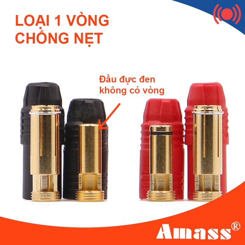 Jack / Giắc nguồn Amass AS150 7mm có vòng điện trở triệt tiêu tia lửa