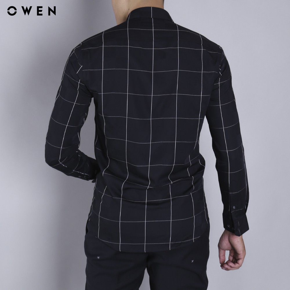 Áo sơ mi nam dài tay Owen chất Sen dáng Regularfit màu đen - AR90772DT