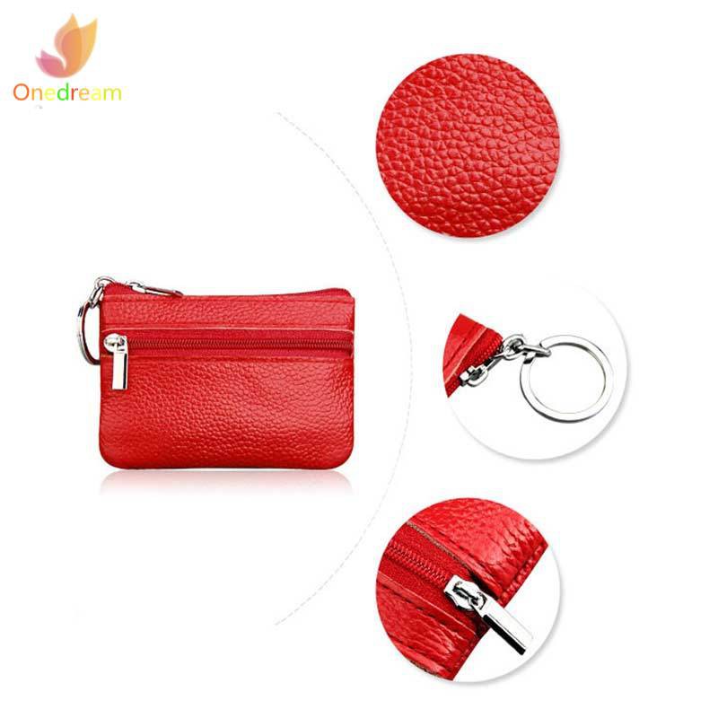 Ví da mini gắn móc khóa thanh lịch cho nữ