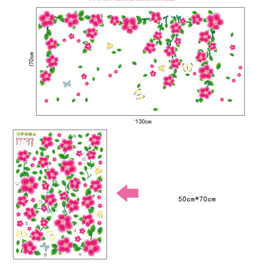 Decal trang trí tường - Mẫu Hoa Hồng dây leo lớn