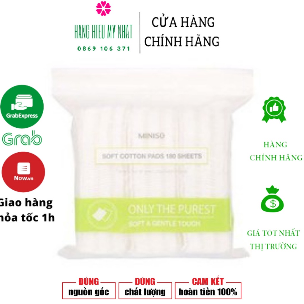 [ HÀNG AUTH ] BÔNG TẨY TRANG MINISO NHẬT BẢN GÓI 180 MIẾNG