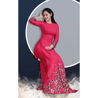 ÁO DÀI TRUYỀN THỐNG IN LAN PHI NGỌC CAO CẤP - KHÔNG KÈM QUẦN