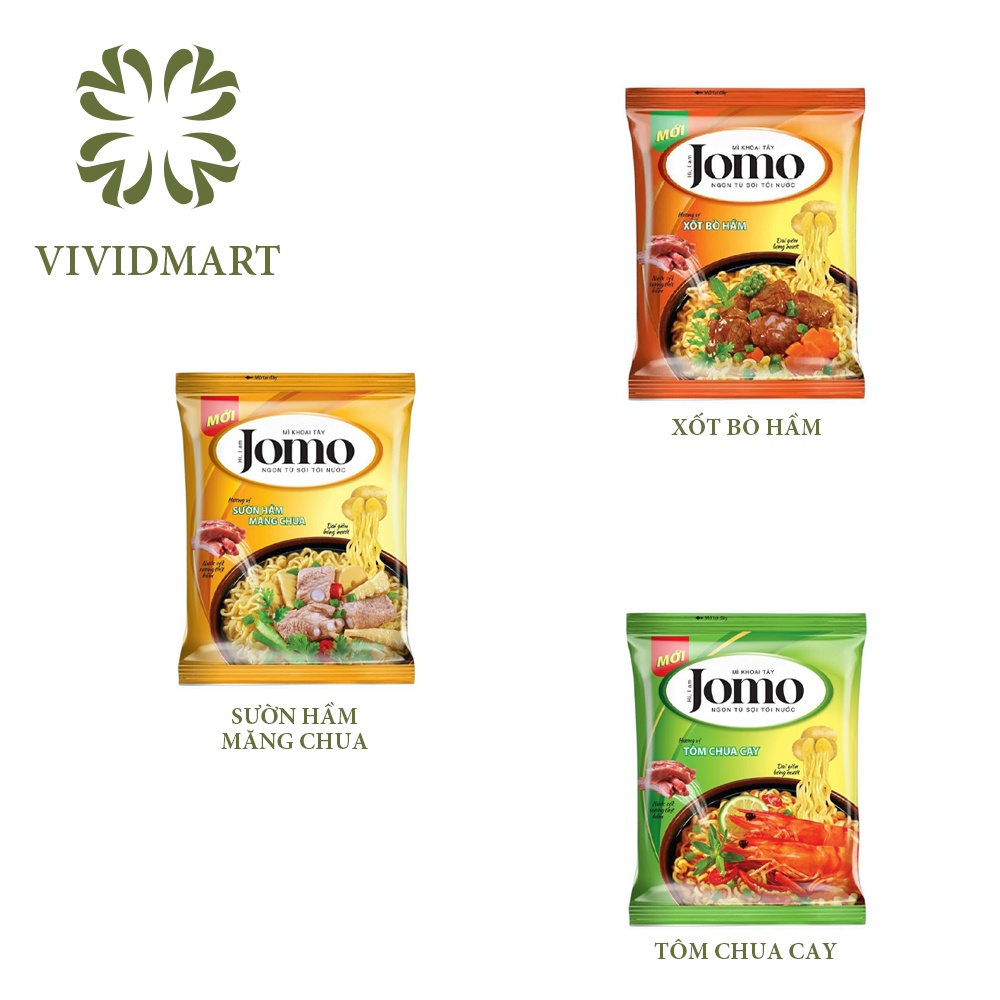 MÌ KHOAI TÂY JOMO 03 VỊ: XỐT BÒ HẦM, SƯỜN HẦM MĂNG CHUA, TÔM CHUA CAY - GÓI 80gr - GẤU ĐỎ