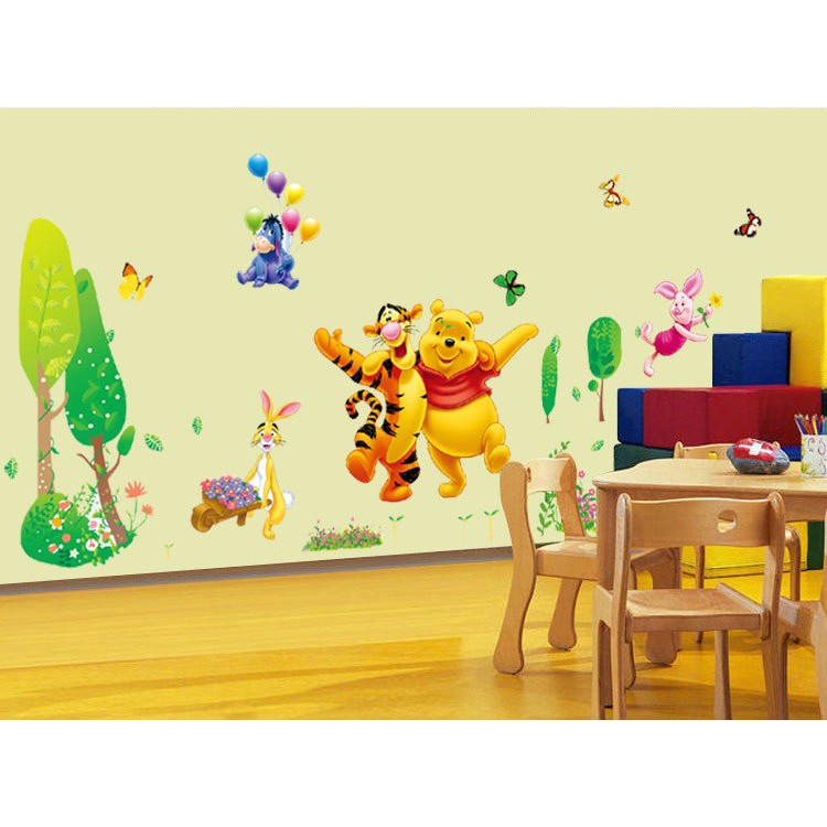 Decal dán tường mầm non [GIÁ SĨ] [FREESHIP 50K] tranh Gấu Pooh và bạn 2