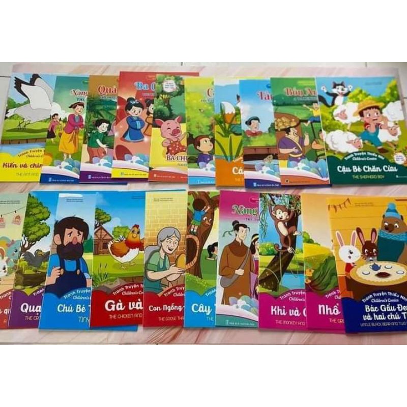 Bộ 20 Cuốn Truyện Tranh Cổ Tích Việt Nam và thế giới song ngữ Cho Bé