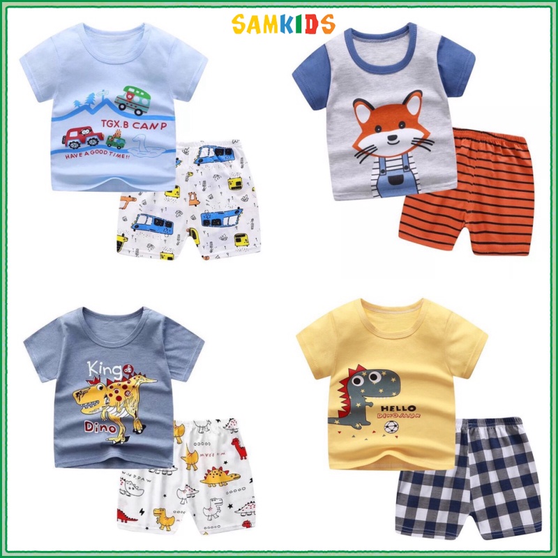 Bộ quần áo cho bé trai từ 12 Tháng Đến 5 Tuổi Chất Cotton Co Giãn Thoải Mái Dễ Thương 7 Mẫu