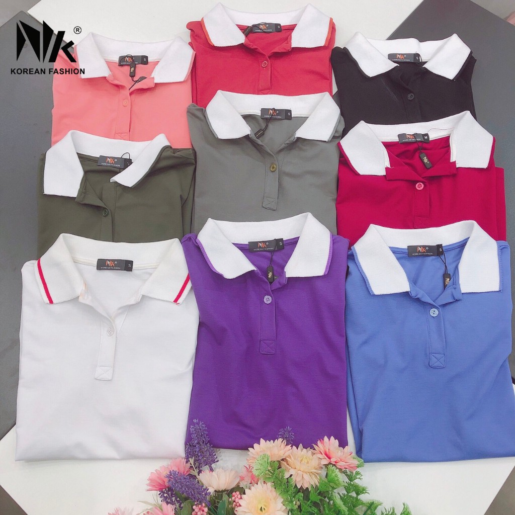 Áo thun polo nữ mắt chim ngắn tay cotton có cổ bẻ cao cấp vải cotton Hàn thoáng mát NK FASHION NKAT2001017