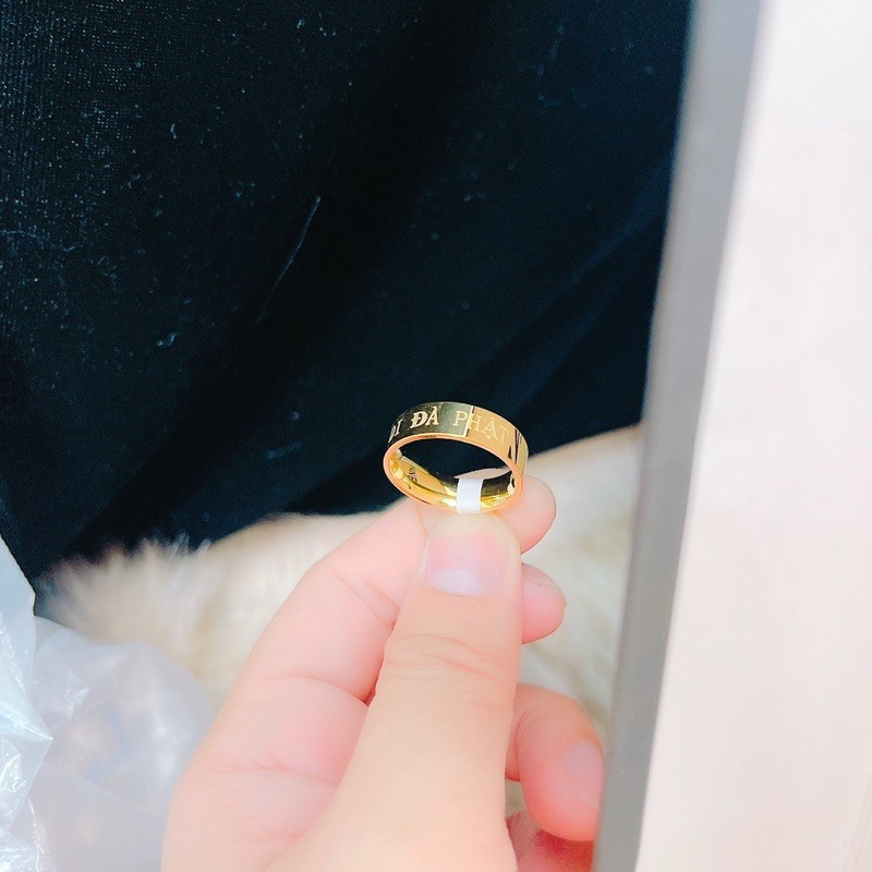 Nhẫn titan nam mô a di đà Phật mạ vàng ko rỉ