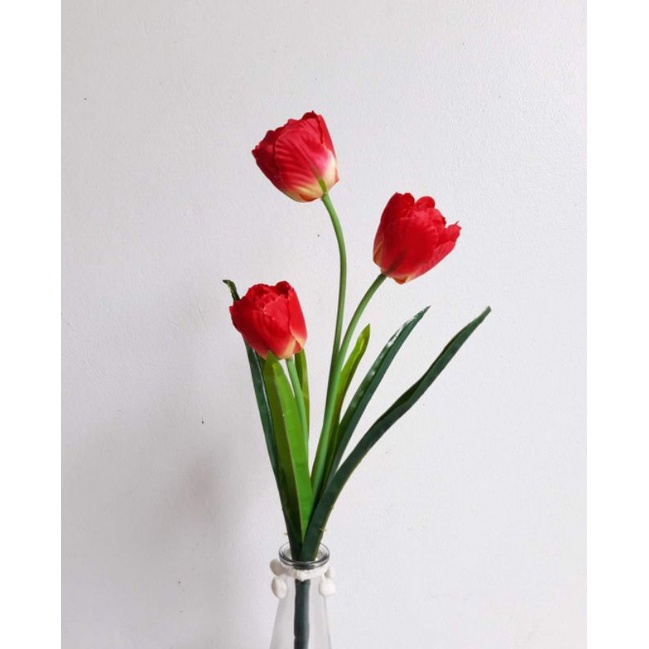 hoa tulip giả - Hoa Tulip vải lụa cành cao 53cm