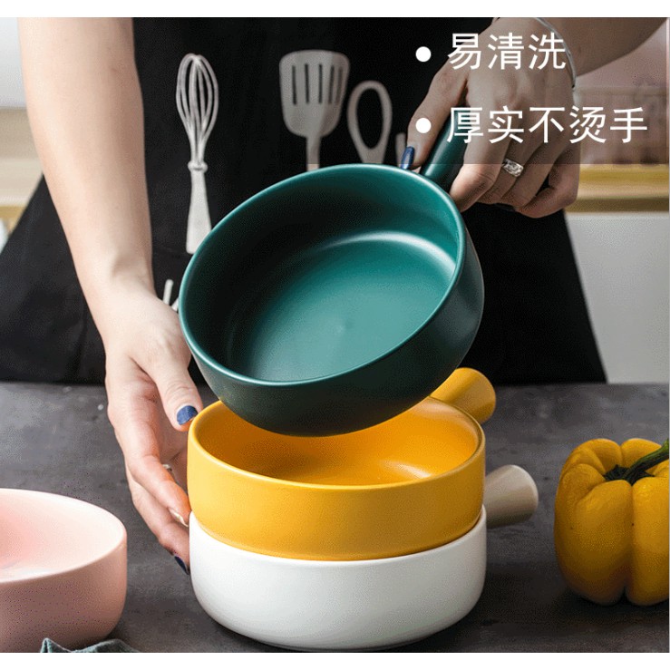 Thố Gốm Tráng Men  1 Quai Cầm  phong cách Bắc Âu nhiều màu 【】