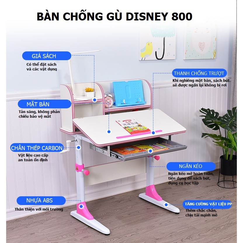 Bàn Học Thông Minh Chống Gù Chống Cận DISNEY 800 giá sách lớn_Bàn ghế học sinh _MOMOMART | BigBuy360 - bigbuy360.vn