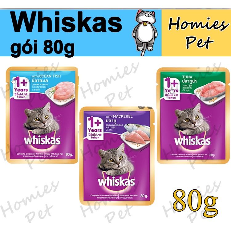 Pate whiskas gói 80g, thức ăn cho mèo - Homies Pet