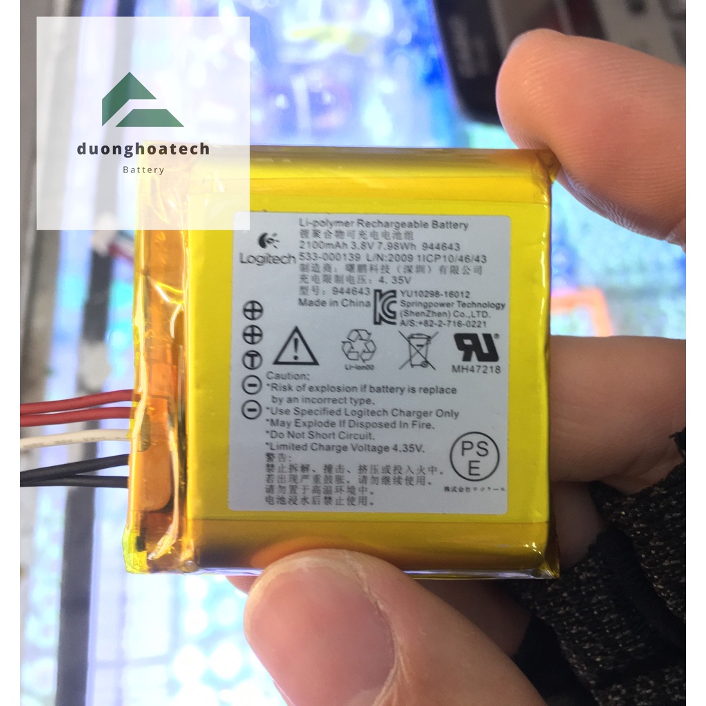 Pin Lithium Polyme LOGITECH 3.8V Dung Lượng 2100 mAh Kích Thước 9,4mm x 46mm x 43mm