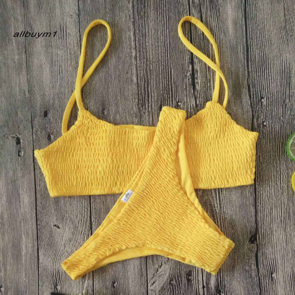 Set bikini hai mảnh màu trơn thời trang quyến rũ cho nữ