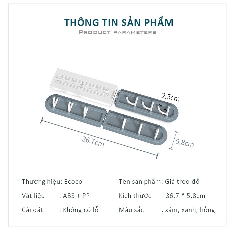 Móc treo đồ dán tường đa năng có thể dán góc tường