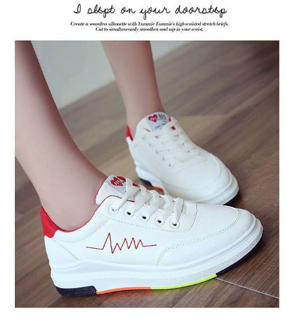 Giày Sneaker thể thao nữ SODOHA shop SN 36HQ89R - Trắng Phối Đỏ