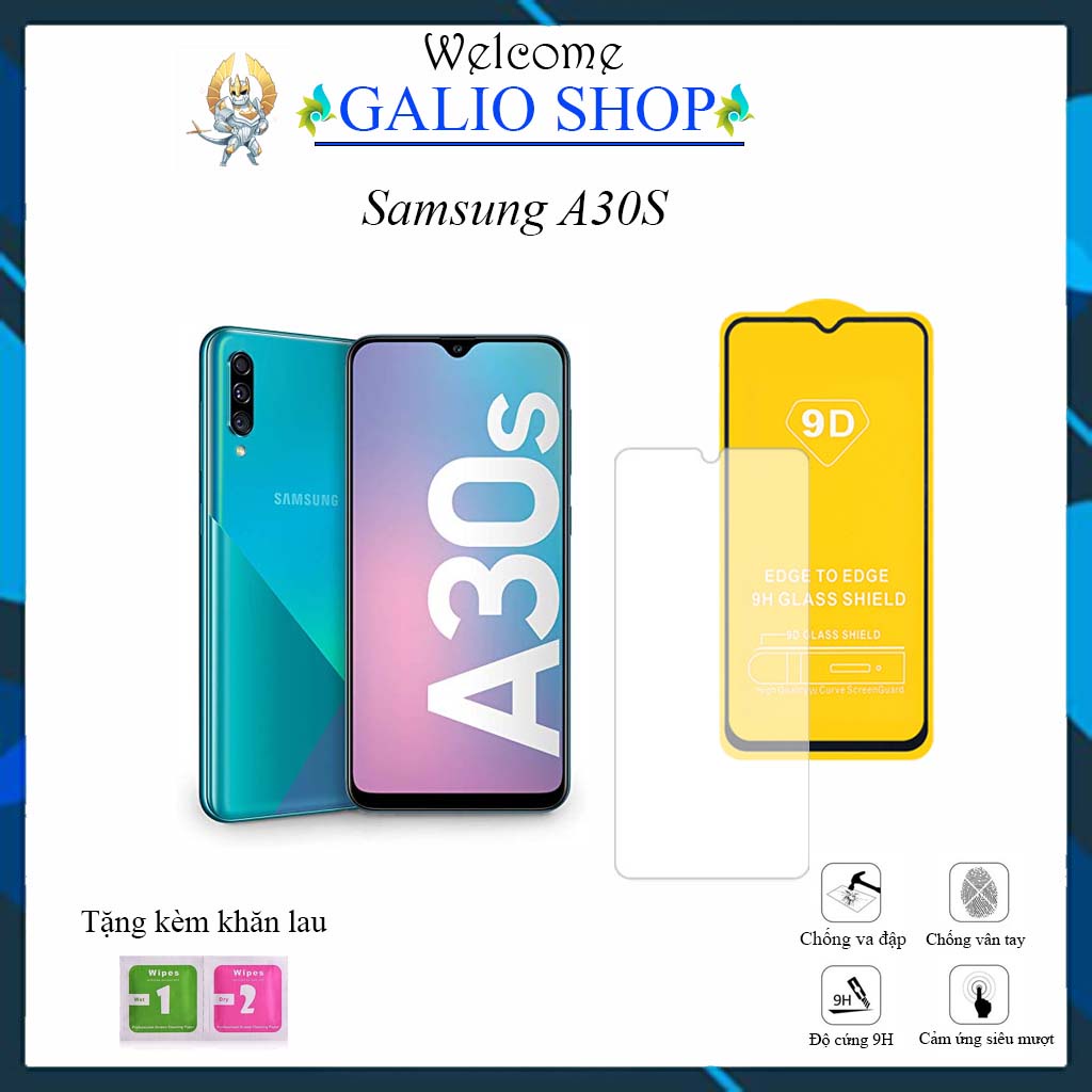 Kính cường lực Samsung A30S trong suốt full màn xịn 9D độ cứng 21H tặng kèm khăn lau [FM]