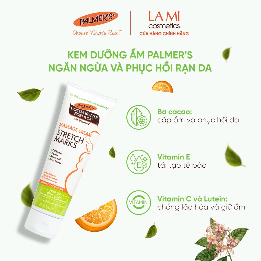 [Mã FMCGMALL -8% đơn 250K] Kem ngăn ngừa và phục hồi rạn da giữa thai kỳ Palmer's 125gr