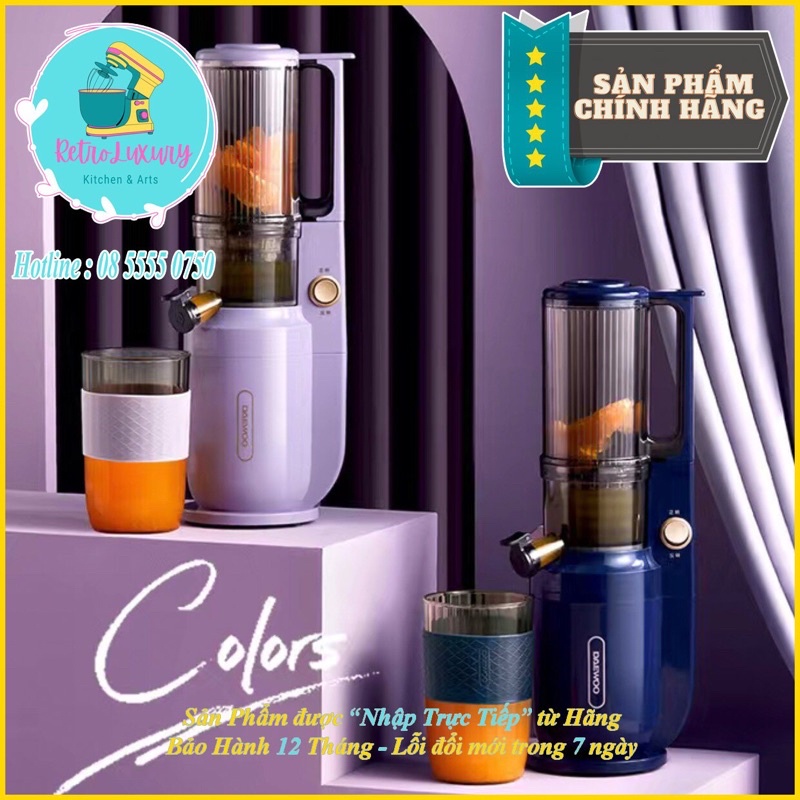 Máy ép hoa quả trái cây chậm DAEWOO bản nâng cấp cổ to bảo hành 12 tháng