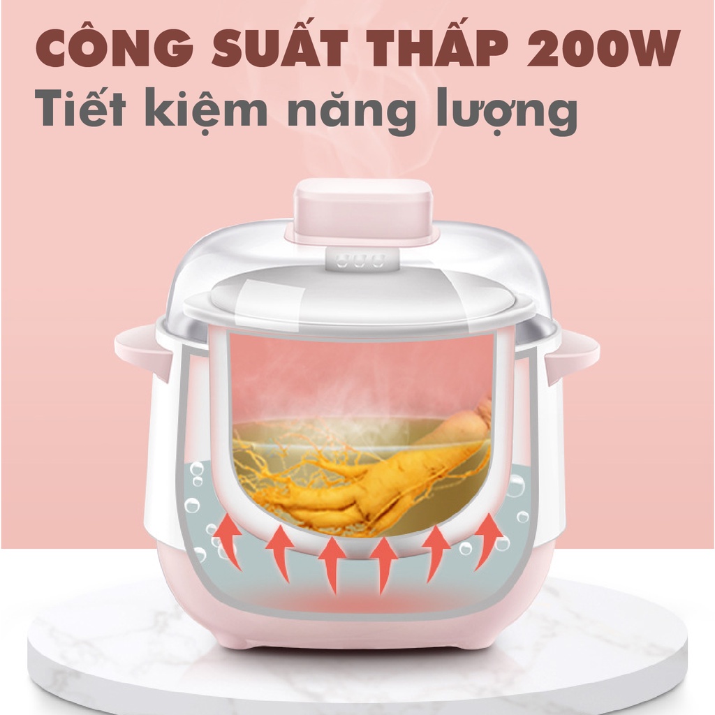 NỒI NẤU CHÁO CÁCH THỦY KÈM GIÁ HẤP 4 TRONG 1 0.8L