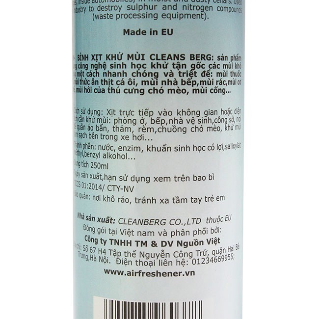 Xịt khử mùi đa năng Cleans Berg 250ml