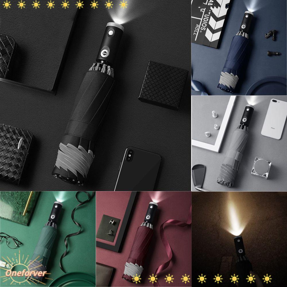 Tay Cầm Dù Đảo Ngược 3 Trục Bằng Nhôm Gấp Được Có Đèn LED 10 Ribs