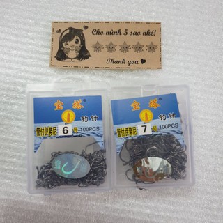 Lưỡi có ngạnh câu cá ( hộp có lô gô hình tháp ) SIZE 6 / size 7