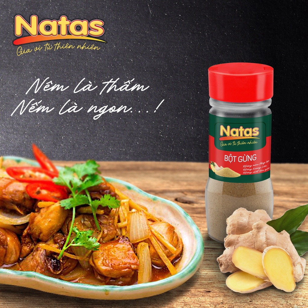Combo làm Kim chi Natas: Bột ớt Hàn Quốc hũ 45g + Bột gừng hũ 40g + Bột ớt hũ 45g