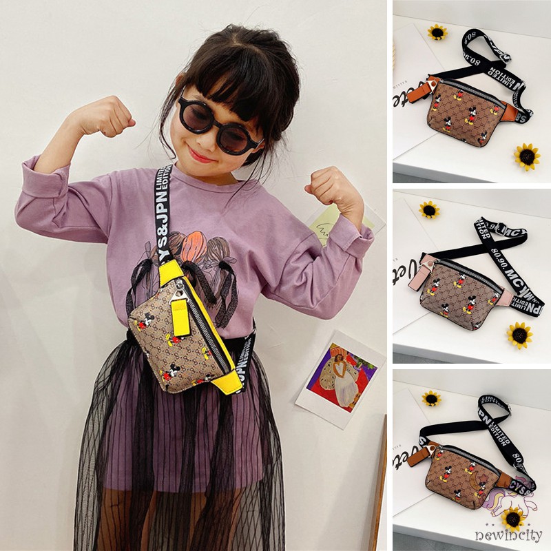 Túi đeo chéo PU họa tiết hoạt hình phong cách Hàn Quốc dành cho các bé