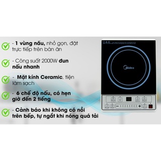 Bếp từ MIDEA MI-B2015DE 2000W ( tặng kèm nồi ) - HÀNG CHÍNH HÃNG - BH 12 THÁNG