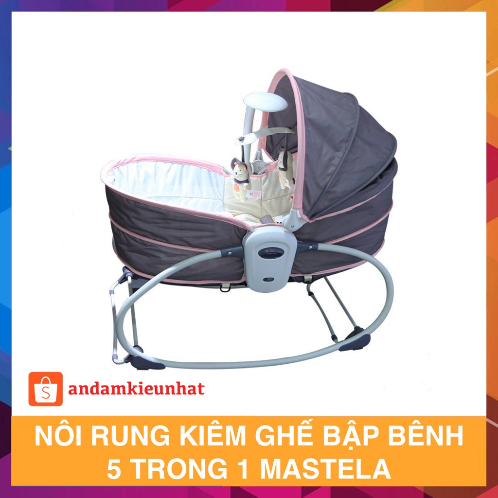 Nôi rung kiêm ghế bập bênh 5 trong 1 Mastela 6038 - Xám viền tím