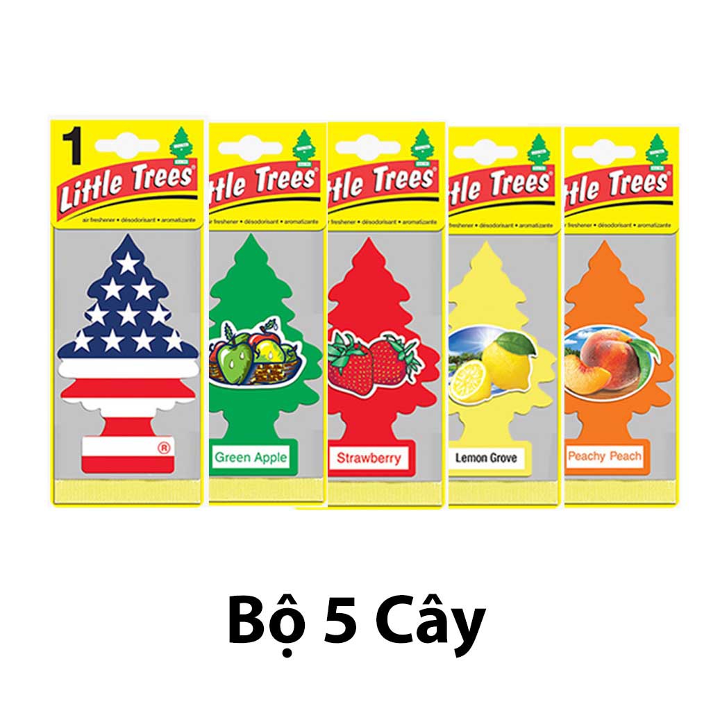 Set 05 Cây Thông Thơm Little Trees - Little Trees Air Fresheners, Túi Thơm Để Tủ Quần Áo, Túi Thơm Treo Xe