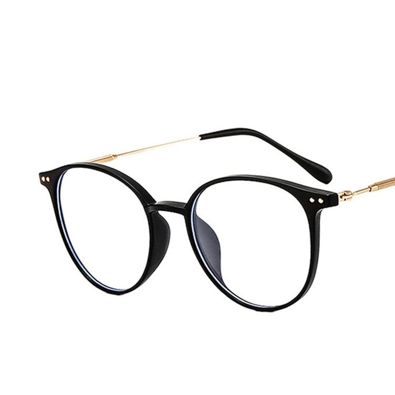 Mắt kính gọng oval bằng kim loại chống ánh sáng xanh phong cách