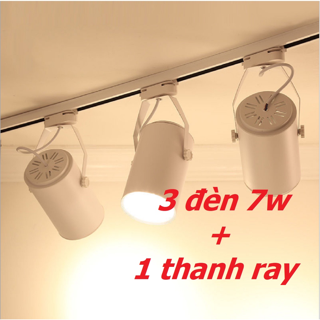 Combo 3 đèn rọi ray 7w + 1 ray 1 mét tiết kiệm năng lượng