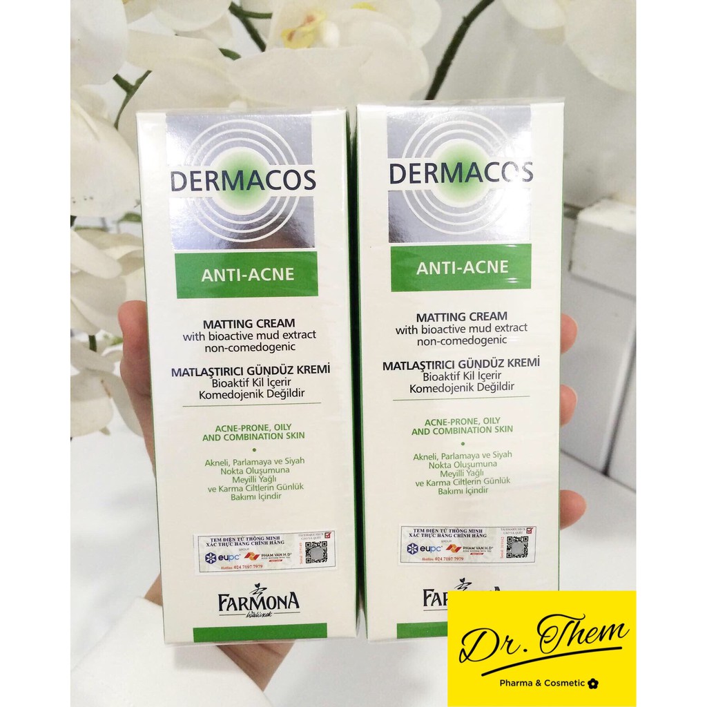 Dermacos Kem Dưỡng Giảm Bóng Nhờn, Ngừa Mụn Farmona Dermacos Anti Acne Matting Cream 50ml