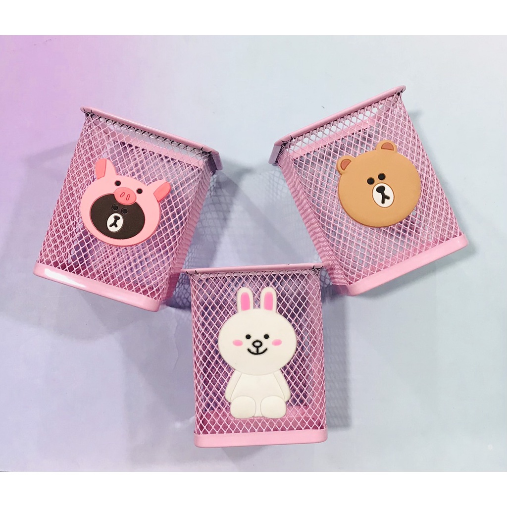 Ống cắm bút hồng pastel CB6 hộp đựng viết heo hồng sakura cute dễ thương