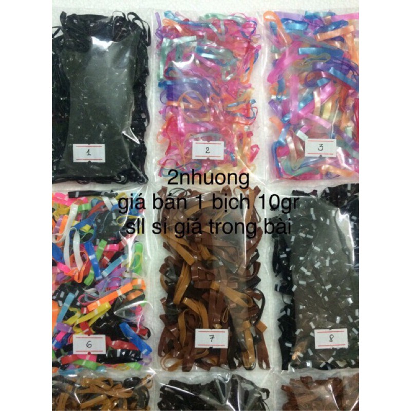 SALE DEAL 1K CÂN CHÍNH XÁC chia sẵn túi dây cột tóc nhiều màu thun chun nịt buộc tóc 30gr 10gr 20gr