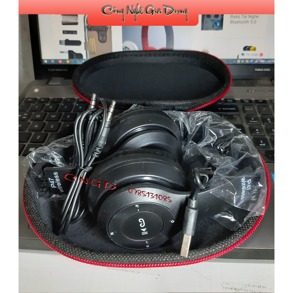 [COMBO Siêu Chất] Tai nghe bluetooth 5.0 P47 + túi đựng tai nghe, dẫn đầu phong cách âm nhạc, trẻ trung sành | BigBuy360 - bigbuy360.vn