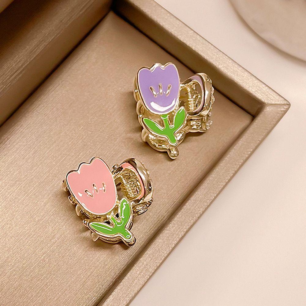 Kẹp Càng Cua Mini Bằng Kim Loại Hình Hoa Tulip Dễ Thương Cho Nữ