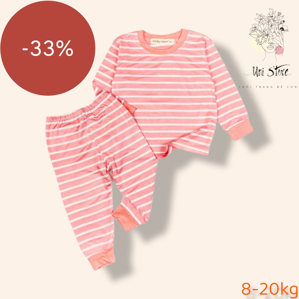 [BÉ 7-18kg] Bộ tay dài quần dài sọc dệt minkymom cho bé mặc ngủ, size 80-120 cho bé Unibaby BDSDDT