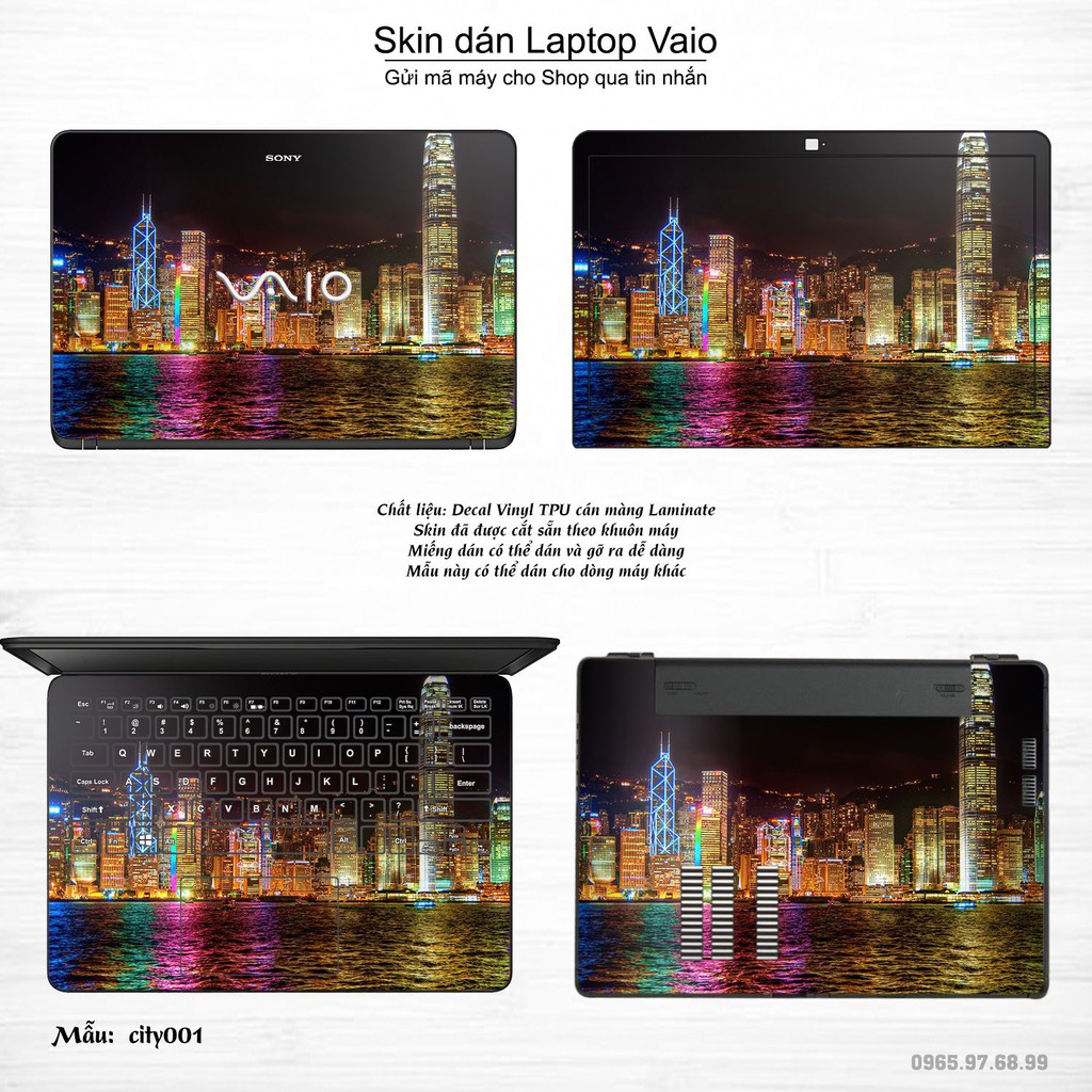 Skin dán Laptop Sony Vaio in hình thành phố (inbox mã máy cho Shop)