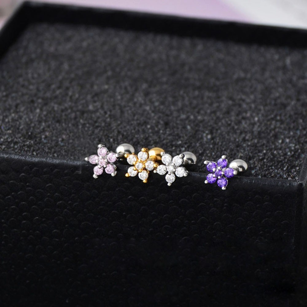 Khuyên tai thép không gỉ hình hoa cho nữ