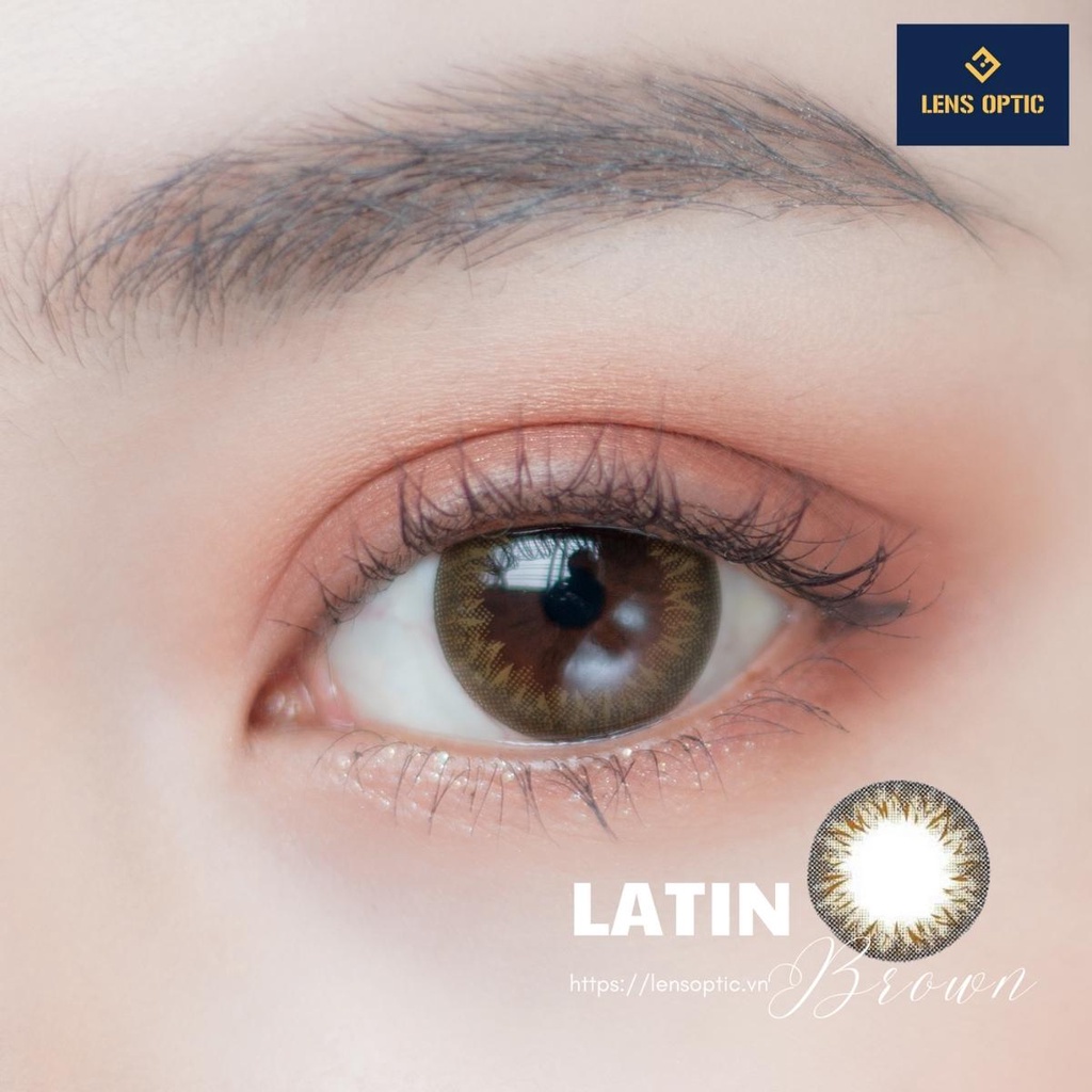 Kính áp tròng 1 ngày CLALEN IRIS Latin màu nâu có độ cho mắt cận - Lens Optic