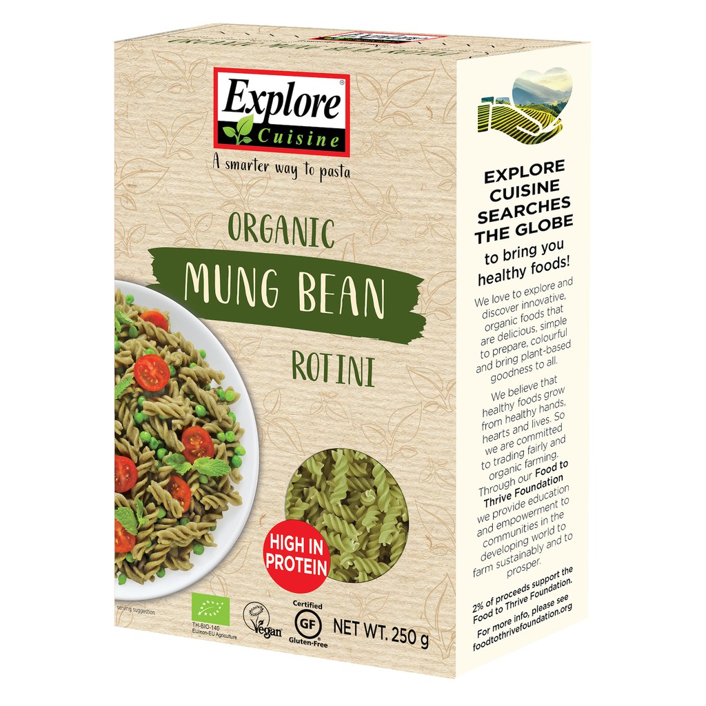 Nui Xoắn Đậu Xanh Hữu Cơ Explore Cuisine (250g) - Explore Cuisine Mung Bean Rotini (250g)