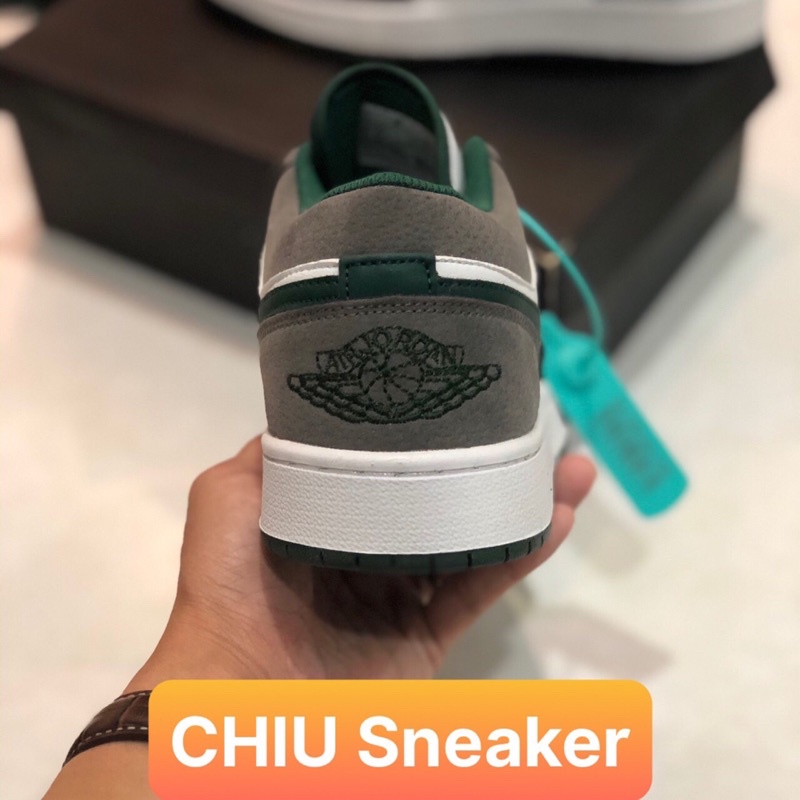 Giày thể thao Jordan 1 cổ thấp xanh lá phiên bản da thật và da cao cấp jd1 low