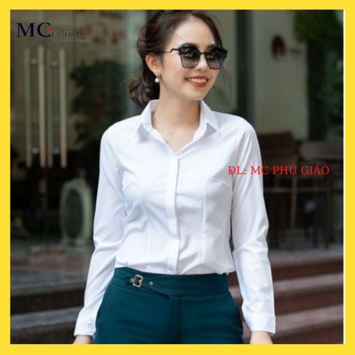 Áo Sơ Mi Trắng Nữ MC Fashion Công Sở Cao Cấp Mềm Mịn Mát Không Nhăn Không Xù Thấm Hút Mồ Hôi A636
