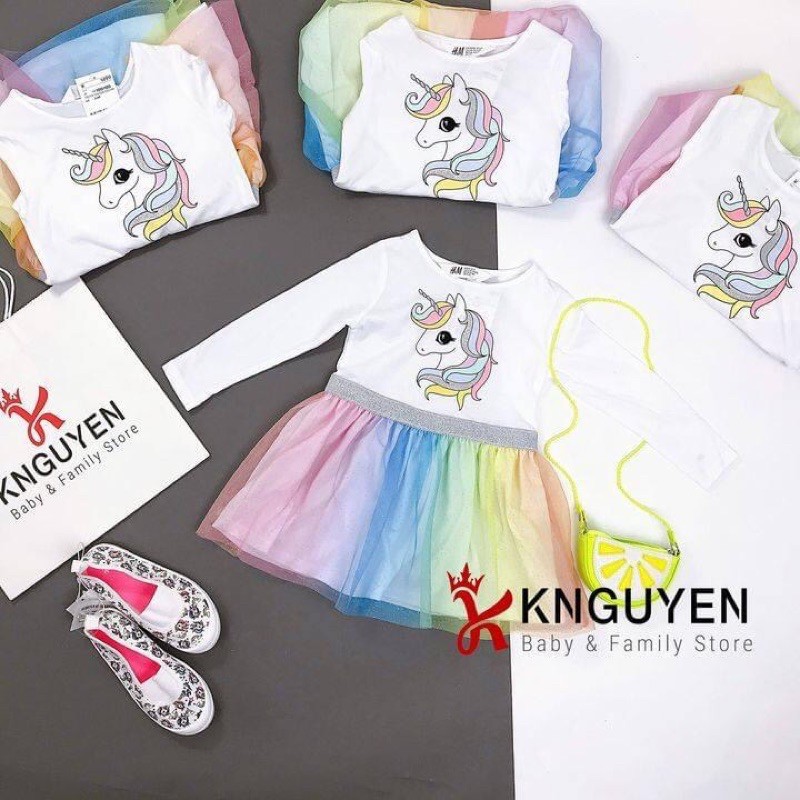 Váy dài tay xòe tutu unicorn HM H&amp;M sz 1.5-10y_hàng chính hãng authentic