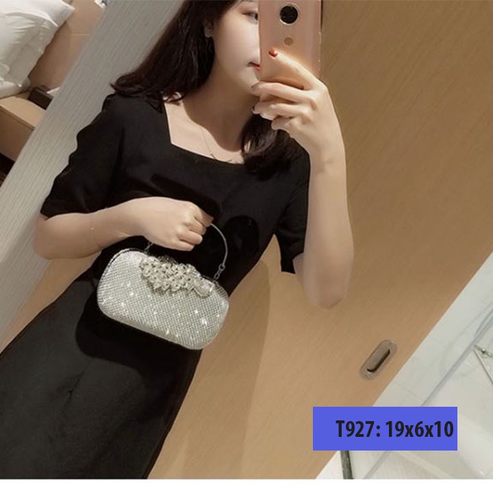 Ví nữ cầm tay dự tiệc đẹp, bóp cầm tay nữ dự tiệc, cưới đính đá có tay xách sang trọng