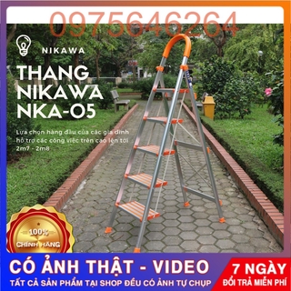 Thang nhôm ghế nikawa 5 bậc nka-05 trắng-cam