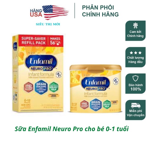 [ Mẫu mới date 2023] Enfamil Neuro-pro hộp nhựa 587gr/802gr/ hộp giấy 890gr/hộp giấy1,03kg